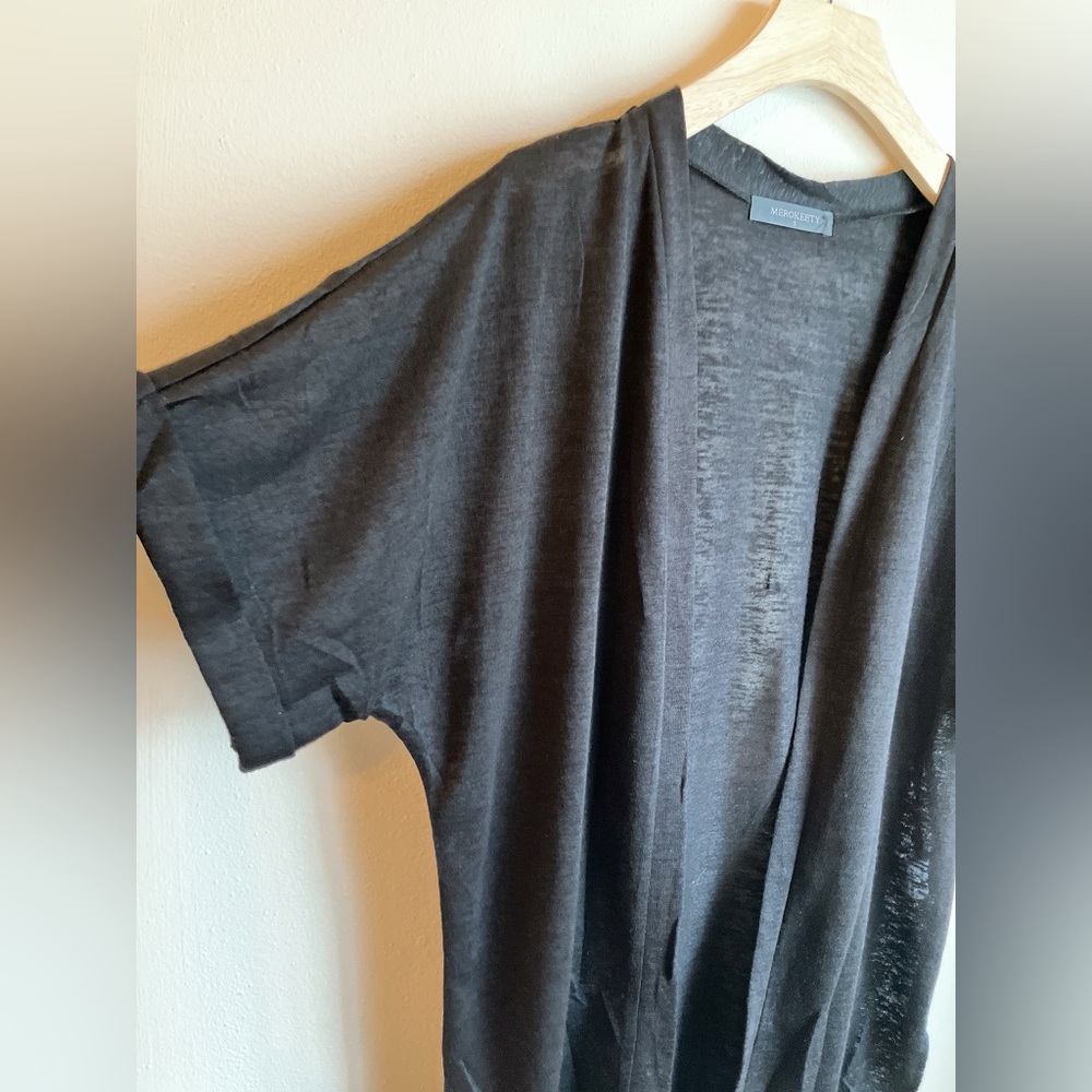 🎶Merokeety Amazon Open Front Shortsleeve Cardigan Black Small BatWing - Picture 5 of 7